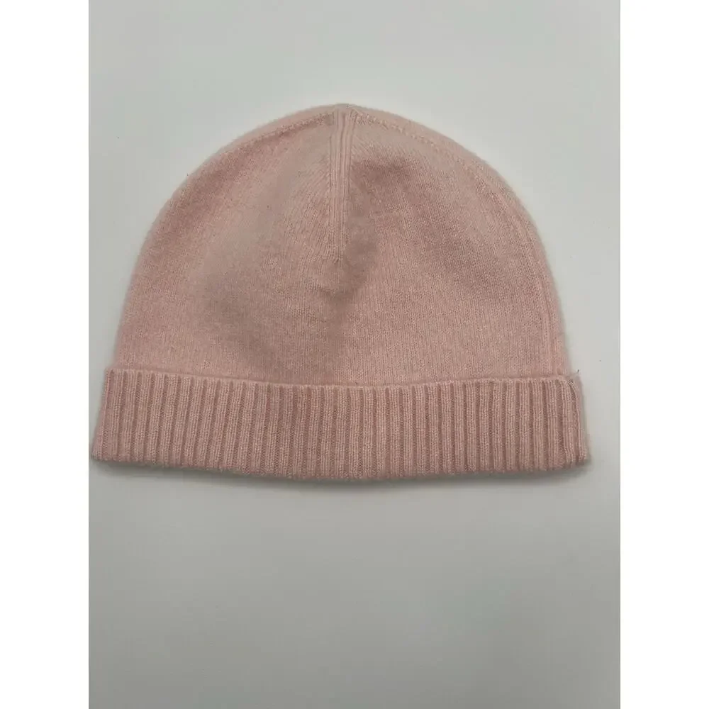 C by Bloomingdale's Baby Girls Blush Pink‎ 100% Cashmere Knit Cuffed Beanie NWOT